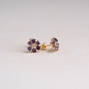 Brand new 925 silver purple flower stud earrings